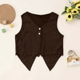 thumbnail image 2 of MIXUE Girls T-Shirts & Tank Tops Juniors Summer Solid Color V Neck Sleeveless Vest Tank Tops Bohemian Tshirts Outwear,Brown,12-14 Years, 2 of 4