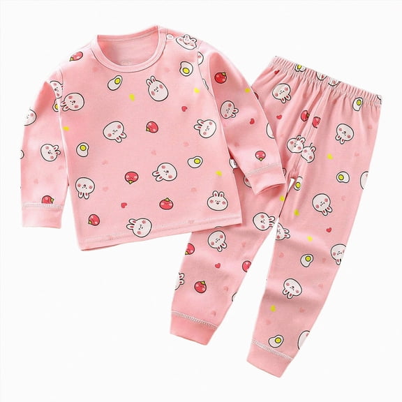 TOWED22 Toddler Baby Boy Set Clothes 2Pcs Long Sleeve Print Round Neck Tee Sweatpants Casual Winter Outfits(Pink,18-24 M)