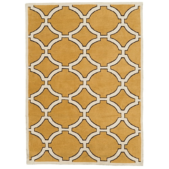 Linon Geo Kelli Hand Tufted Microfiber Polyester 8'x10' Rug in Yellow
