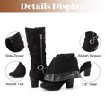 thumbnail image 3 of LOVE STEETLY Women's Knee High Slouchy Chunky Heel Boots, Side Zipper Round Toe Faux Leather Casual Comfort Versatile Boot, 3 of 7