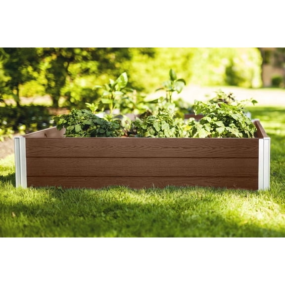 Vita Urbana 48"L x 48"W x 11"H Vinyl Raised Garden Bed, Espresso Brown, VT17500
