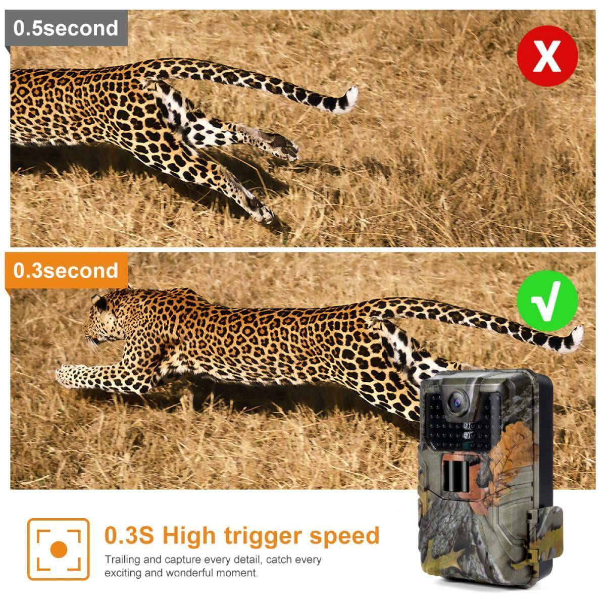 K&F Concept 0.3s Trigger Trail Camera 36MP HD HC-900A Outdoor Waterproof Hunting Night Vision