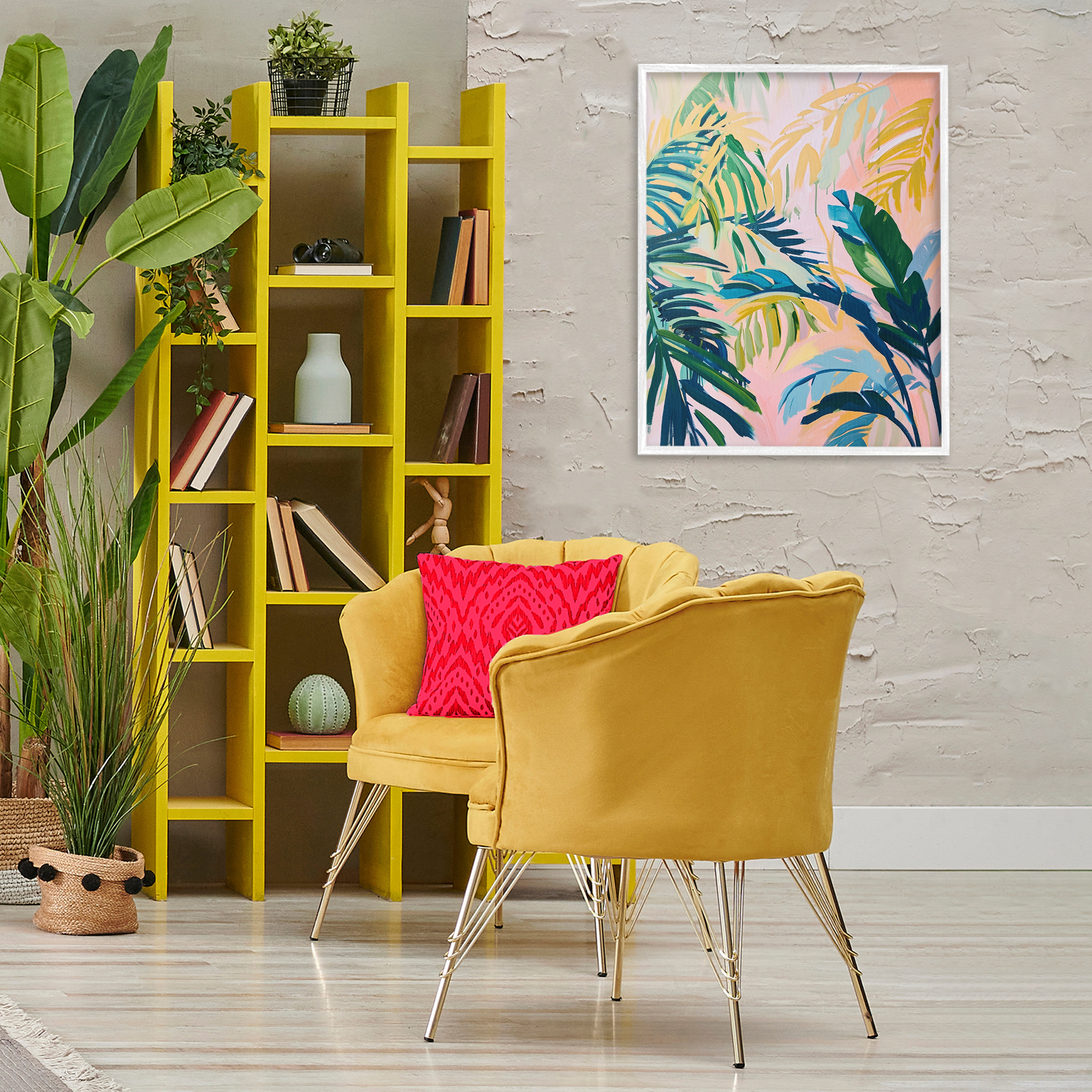 Stupell Industries Tropical Leaf Impressions Botanical & Floral Painting White Framed Art Print Wall Art, 24 x 30