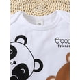 thumbnail image 6 of Kucnuzki Newborn Baby Boy Clothes 0 Months Summer Jumpsuit Bodysuit 1 Months Short Sleeve Bear Print Round Neck Triangle Romper Bodysuit Hat 2PCS Set White, 6 of 9