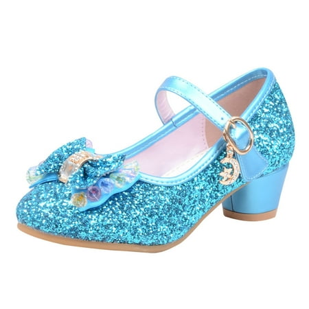 

Fimkaul Baby Sneakers Pearl Sandals Single Princess Girls Bowknot Crystal Shoes Blue