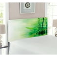 thumbnail image 2 of East Headboard, Bamboo Stalks Reflection on Water Blurs Freshness Japanese Nature Spa, Upholstered Decorative Metal Bed Headboard with Memory Foam, Twin Size, Green Pale Yellow, by Ambesonne, 2 of 4