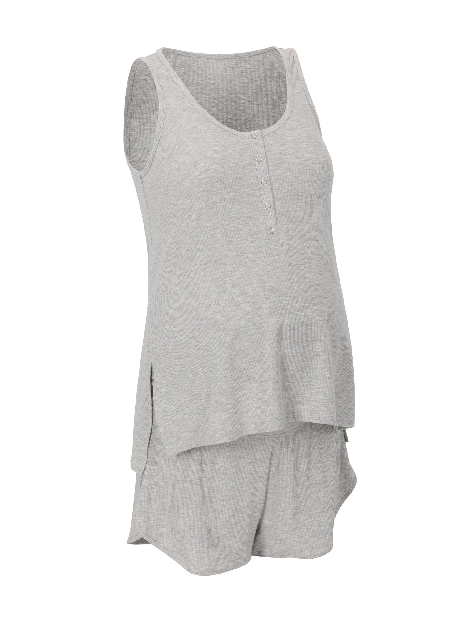 Ingrid & Isabel For Every Belly Women's Maternity Ribbed Henley Tank & Short Set, Sizes S-XXXL