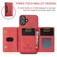 thumbnail image 4 of for iPhone 16 Case Wallet, 2 in 1 Detachable Magnetic Card Holder PU Leather Kickstand Phone Case [Card Cash Slot] [Wireless Charging] Shockproof Cover For iPhone 16,Red, 4 of 11