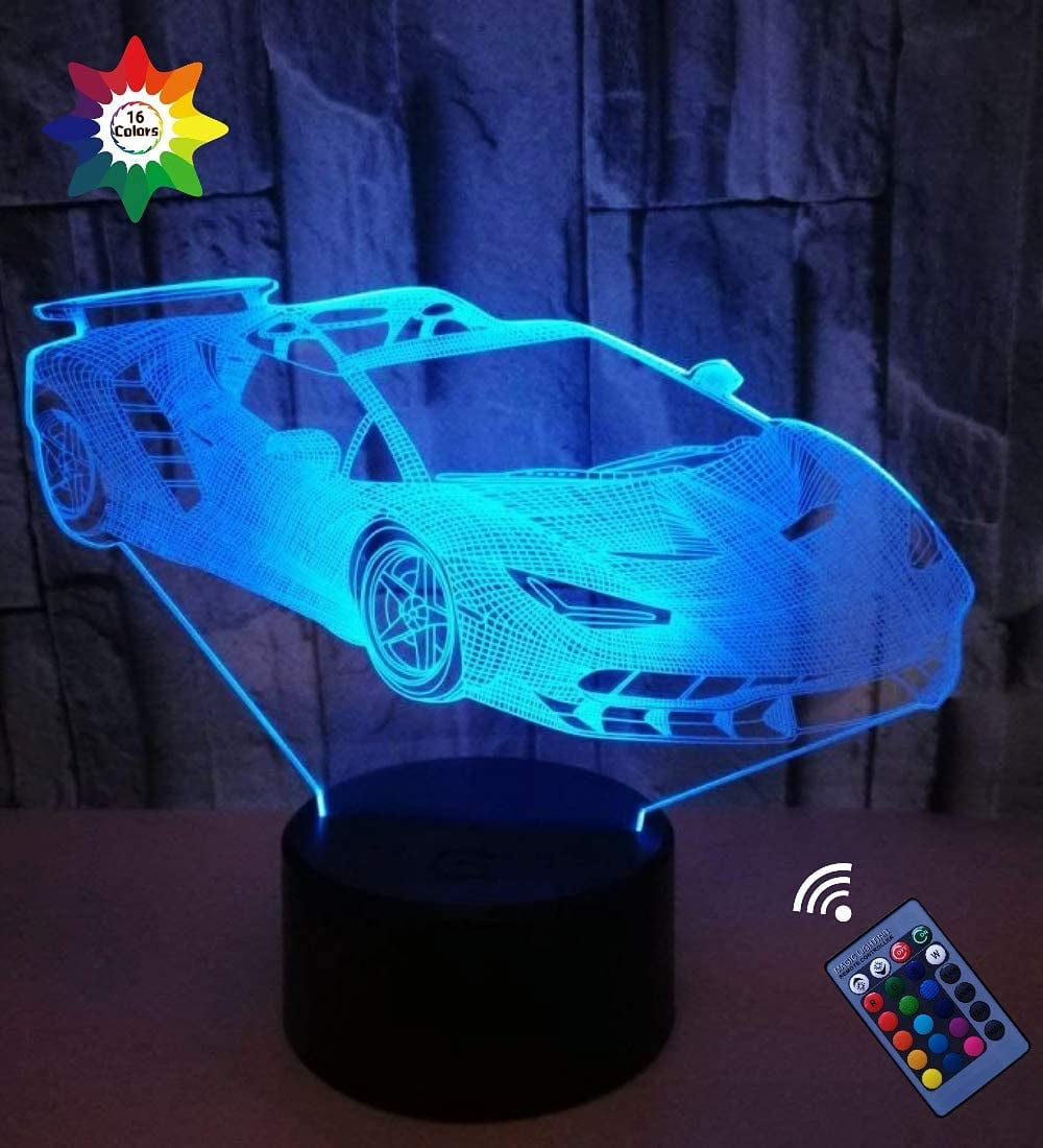 3D Optical Illusion LED Night Light 7 Colors Car Desk Lamp for Kids Cartoon GIFT 