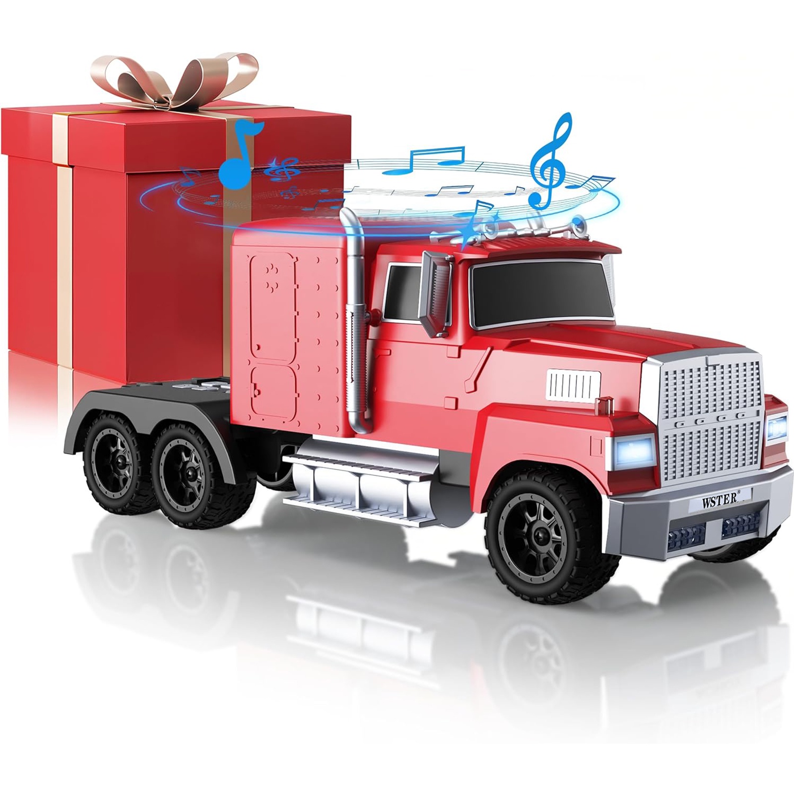 WSTER WS-570 Big Truck Model Bluetooth Speaker with USB TF Card AUX FM Radio TWS Pairing for Home OutdoorBeach Stereo Audio Subwoofers Birthday Gift(Red)