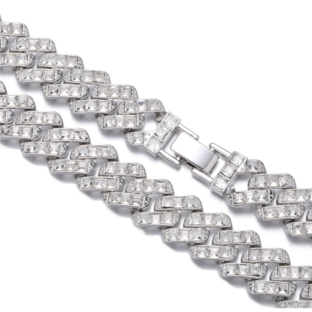 FEEL STYLE Male 19MM Zircon Gold Plated Fat Cuban Chain Bracelet