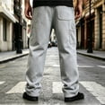 thumbnail image 5 of Men's Stylish Athletic Pants Casual Loose Fit Joggers with Pockets Solid Color Drawstring Waist Lounge Sweatpants Street Running Outdoor Outfits, 5 of 8