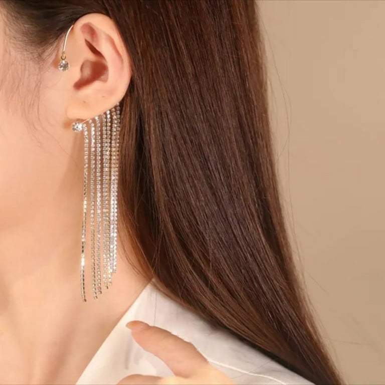  Ear Cuffs Earrings for Women Non Piercing Cartilage Cuff Wrap Earrings  Cuff Chain Tassel Clip on Earrings Stud Earrings for Teen Girls : Clothing,  Shoes & Jewelry