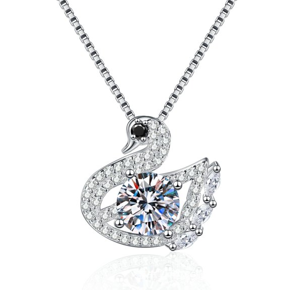 Leander 925 sterling silver swan necklace with a lab-grown diamond and a versatile clavicle necklace. This high-end, minimalist, and stylish clavicle necklace is the perfect gift.