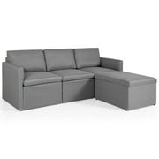 Costway Convertible Sectional Sofa L-Shaped Couch w/Reversible Chaise Light Grey