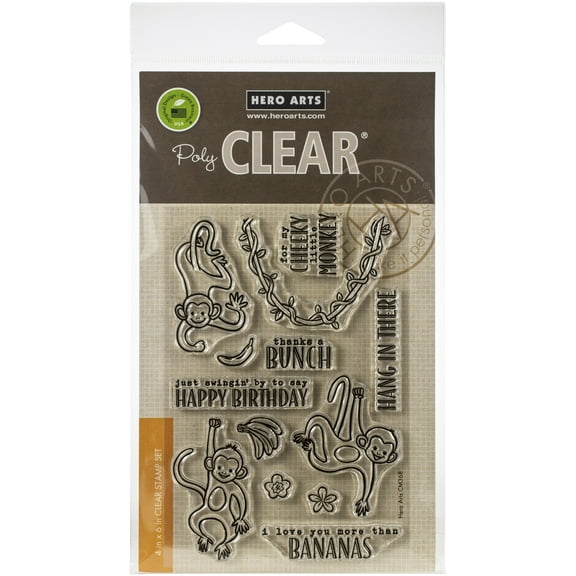 Hero Arts Clear Stamps 4"X6"-Thanks A Bunch Monkeys