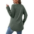 thumbnail image 7 of Charmgo Womens Sweatshirt, Women's Autumn Solid Color Crew Neck Sleeve Curved Hem Strip Warm Long Sleeve Shirts Crewneck Sweatshirts Women, Green Sweatshirt Women L, 7 of 7