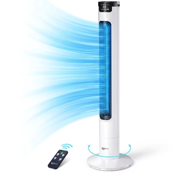 Tower Fan for Bedroom with Remote, 75-Degree Oscillation, 3 Speeds, 3 Modes, 7.5-Hour Timer Quiet Bladeless Fan