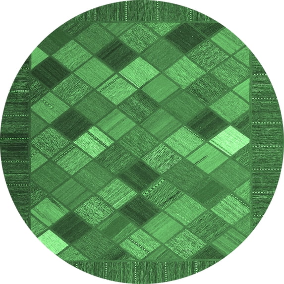 Ahgly Company Indoor Round Abstract Emerald Green Contemporary Area Rugs, 8' Round