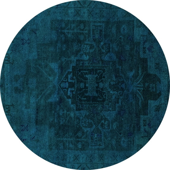 Ahgly Company Indoor Round Abstract Light Blue Modern Area Rugs, 3' Round