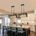 thumbnail image 5 of KEESFU 4-Light Farmhouse Pendant Light, Industrial Black Hanging Light Fixture with Adjustable Cord, Rectangle Cage Chandelier for Kitchen Island Dining Room Living Room, 5 of 10
