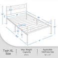 thumbnail image 6 of Topeakmart Metal Platform Bed with Cloud-inspired Design Headboard, Twin XL, White, 6 of 7