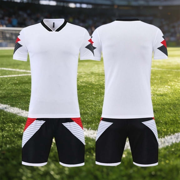 BRGZLK Kids Soccer Jerseys Summer Boys Girls Breathable Comfortable Short Sleeve Tops and Shorts Athletic Jersey Training Uniforms Outfits White XS