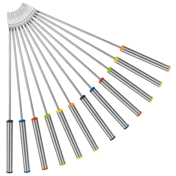 12 Pcs Stainless Steel Fondue Forks with Heat Resistant Handle for Cheese Chocolate Fondue Roast Marshmallows Meat