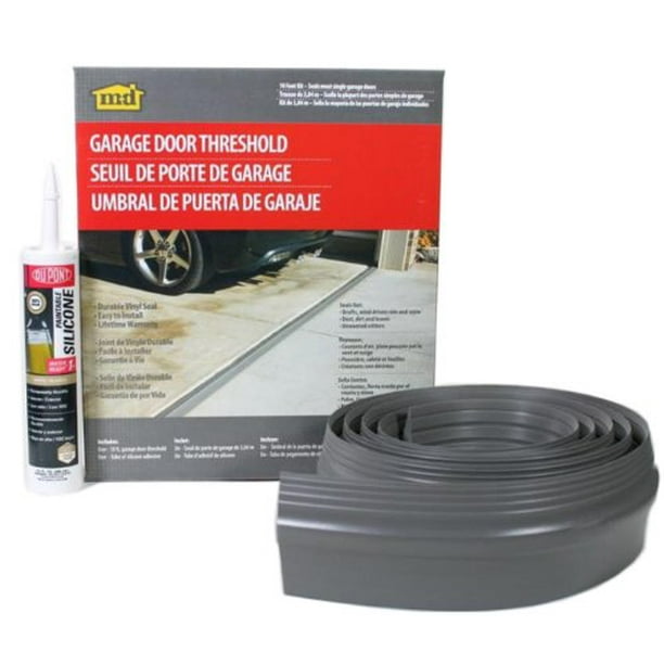 M-D Building Products 50100 M-D Kit Seuil Porte de Garage Simple, 10 Ft L, Vinyle, Gris, 10,