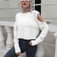 thumbnail image 3 of Otoño Invierno fuera del hombro suéter corto mujeres de manga larga casual suéter de punto blanco M, 3 of 7