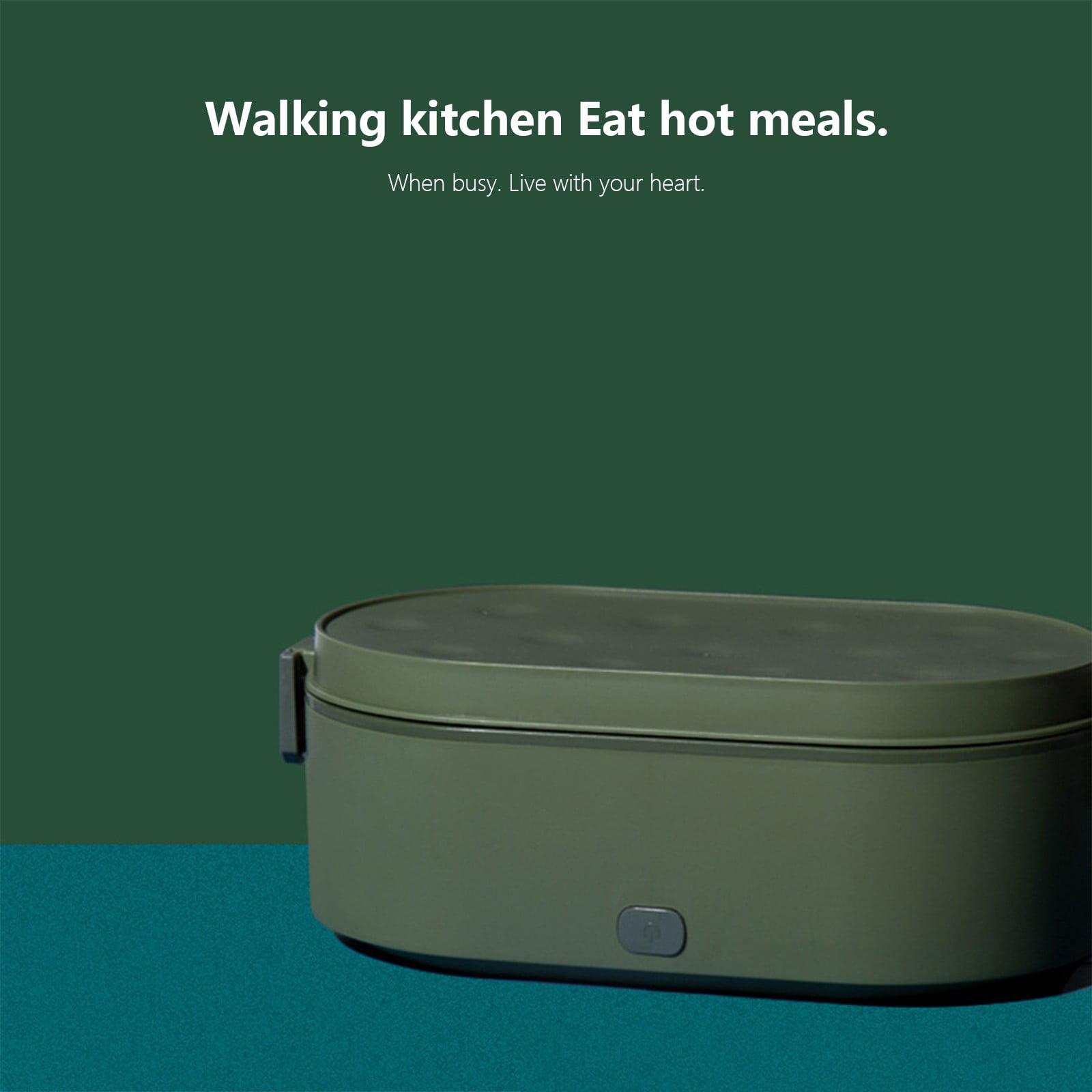 Cordless Electric Heating Lunch Box - Water-Free Car & Home Insulated Box, Automatic Heating Container for Office Worker Hot Meal Prep （ Green ）