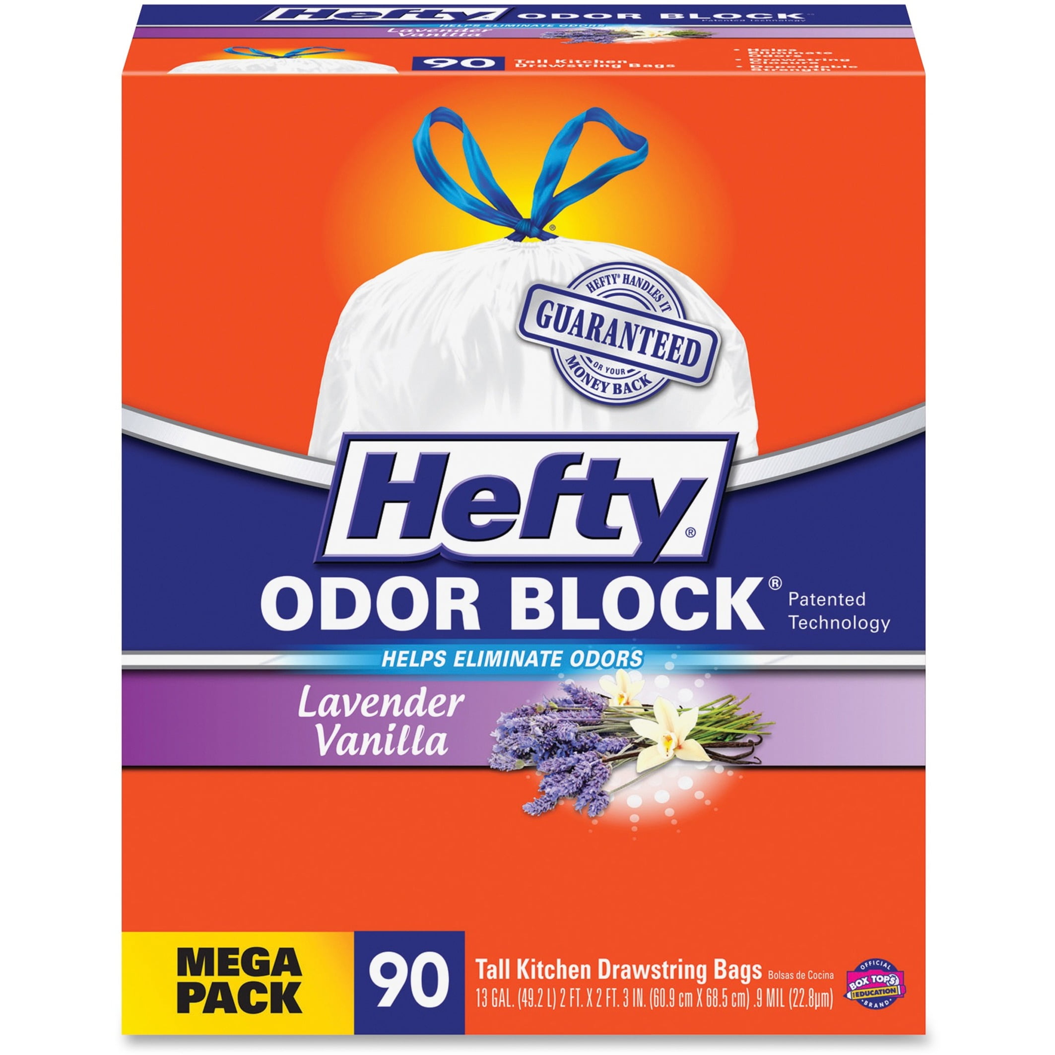 Hefty Odor Block 13 Gallon Lavender Vanilla Scent Drawstring Tall