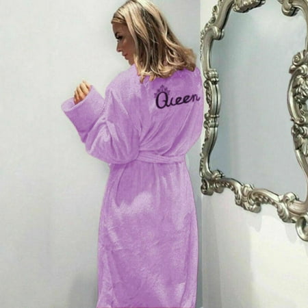 

Womens Ladies Dressing Gown Fleece Warm Wrap Queen Luxury Soft Robe Plus Size