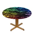 thumbnail image 3 of PIKWEEK  Colorful Rainbow Dragon Snake Scales Fitted Round Table Cover with Elastic Protector Table Kitchen Dinner Waterproof Oil-Proof Tablecloth White, 3 of 7