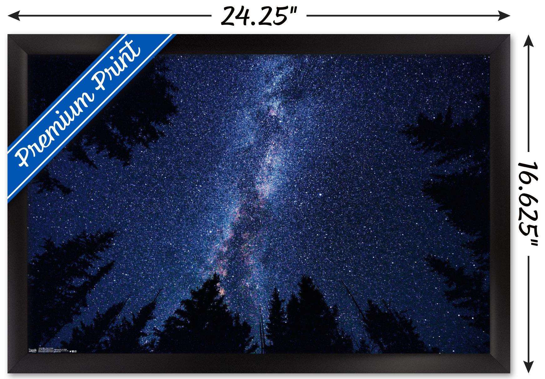 Milky Way At Night Wall Poster, 14.725" x 22.375", Framed