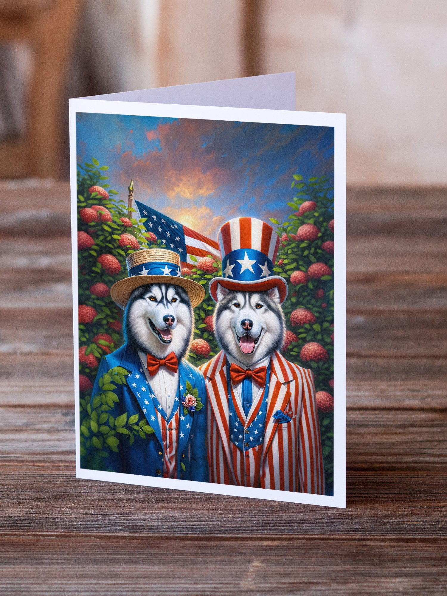 All American Siberian Husky Greeting Cards Pack of 8 7 in x 5 in