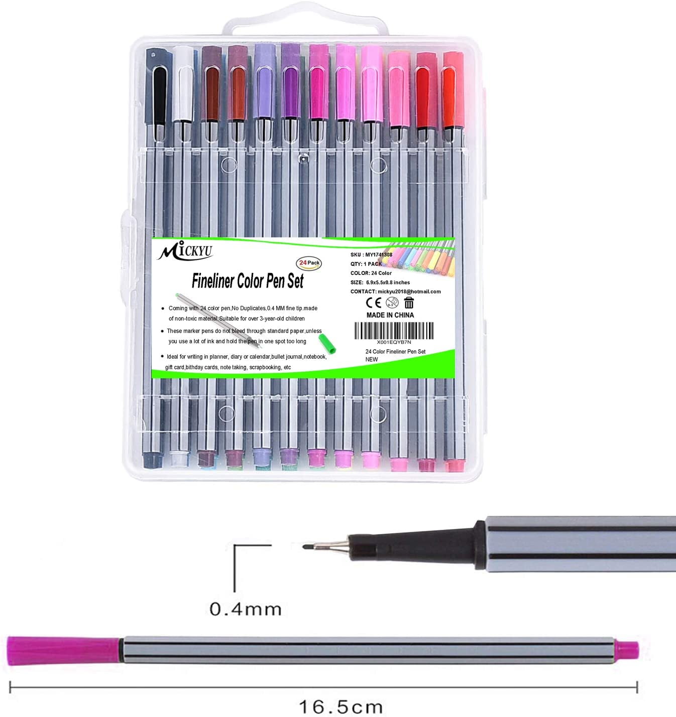 24 Color No Bleed Through Pens Markers Set 0.4 mm Fine Line Colored Sketch  Writing Drawing Pen for Bullet Journal Planner Note Taking and Coloring  Book 