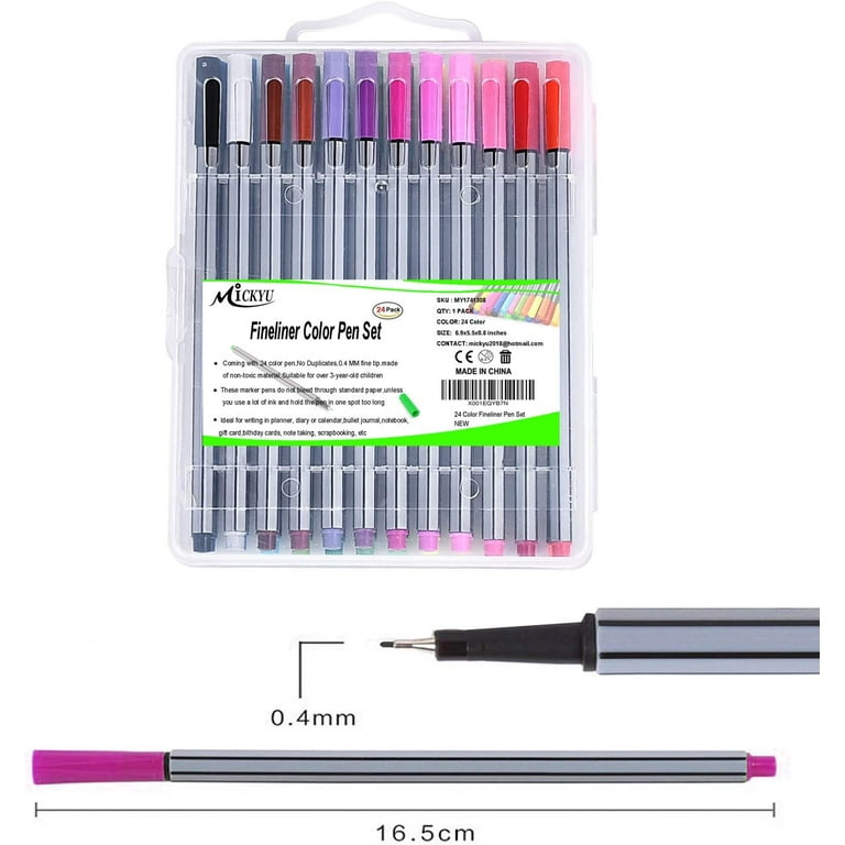 24 Color No Bleed Through Pens Markers Set 0.4 mm Fine Line Colored Sketch  Writing Drawing Pen for Bullet Journal Planner Note Taking and Coloring  Book . shop for Generic products in India.