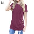 thumbnail image 1 of Qarigey Camisa Mujer Botones Laterales Cuello Manga Corta Prendas para la parte del cuerpo Vino tinto METRO, 1 of 4