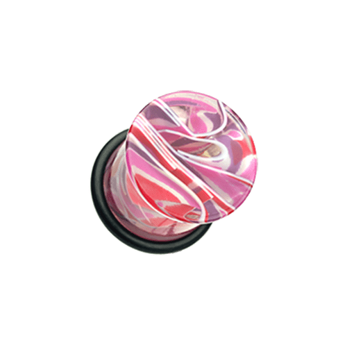 Vibrant Marble Swirls Single Flared Ear Gauge Plug Earrings