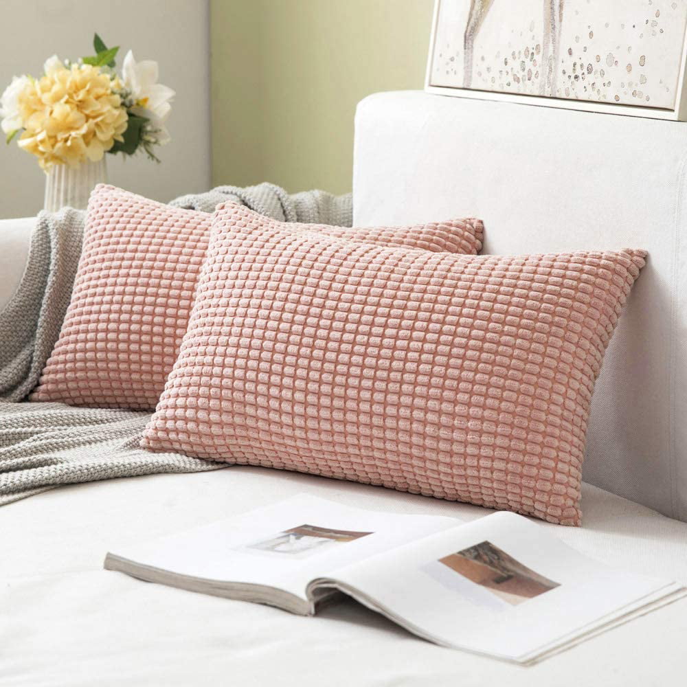 Decorative Lumbar Throw Pillow Covers, Light Pink Pillow Covers