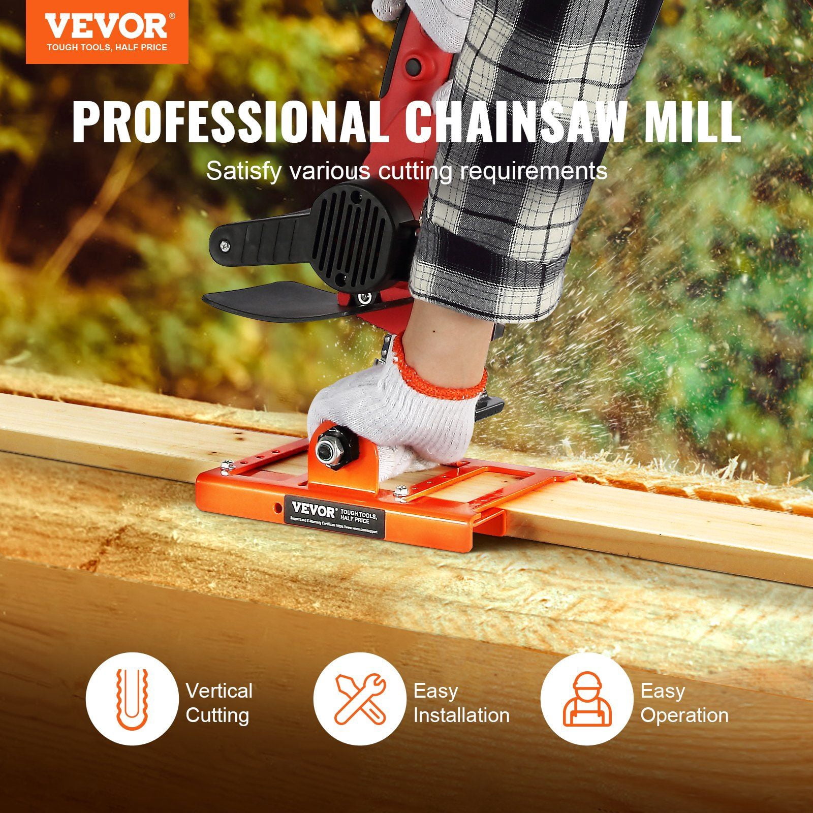 Lightweight Chainsaw Mill for Wood Milling, 2"-6" Adjustable Cutting Width – Cast Iron Vertical Lumber Guide, Portable Sawmill Tool