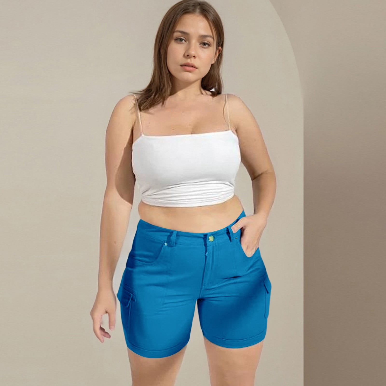 XDDLITP Women's Hiking Shorts High Waisted Knee Length Cargo