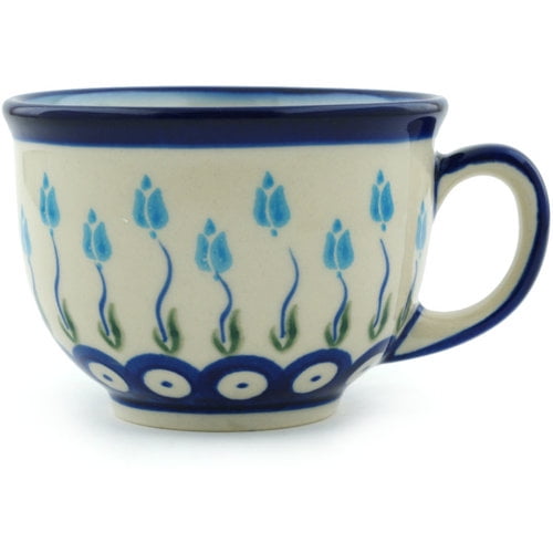 Polmedia Polish Pottery Floral Peacock Coffee Mug