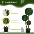 thumbnail image 4 of HOMCOM 35 Inch Artificial Boxwood Triple Ball Topiary Tree, Dark Green, 4 of 10