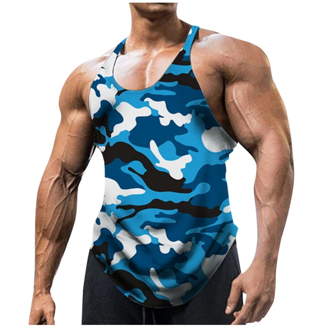 Men'S U-Neck Sleeveless Camouflage Vest Outdoor Sports Fitness Top 2XL
