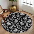 thumbnail image 2 of Round Rug 5Ft Washable Non-Slip, Black Paisley Circle Area Rugs for Living Room Bedroom, Ethnic Vintage Floral Botanical Abstract Indoor Floor Mats Carpet Runner for Home Decor Aesthetic, 2 of 8
