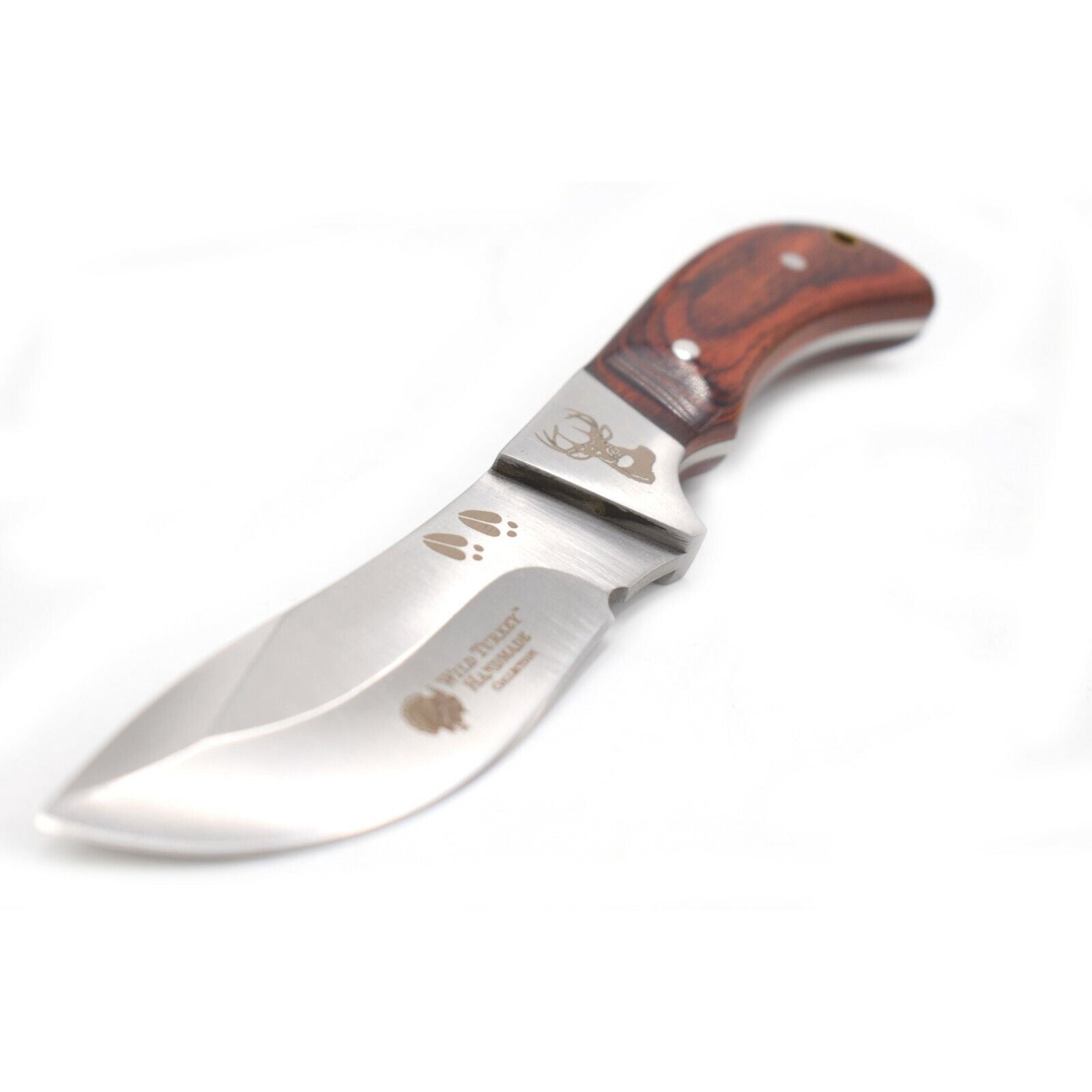Wild Turkey Handmade 8'' Wildlife Collection Fixed Blade Hunting Knife w. Sheath