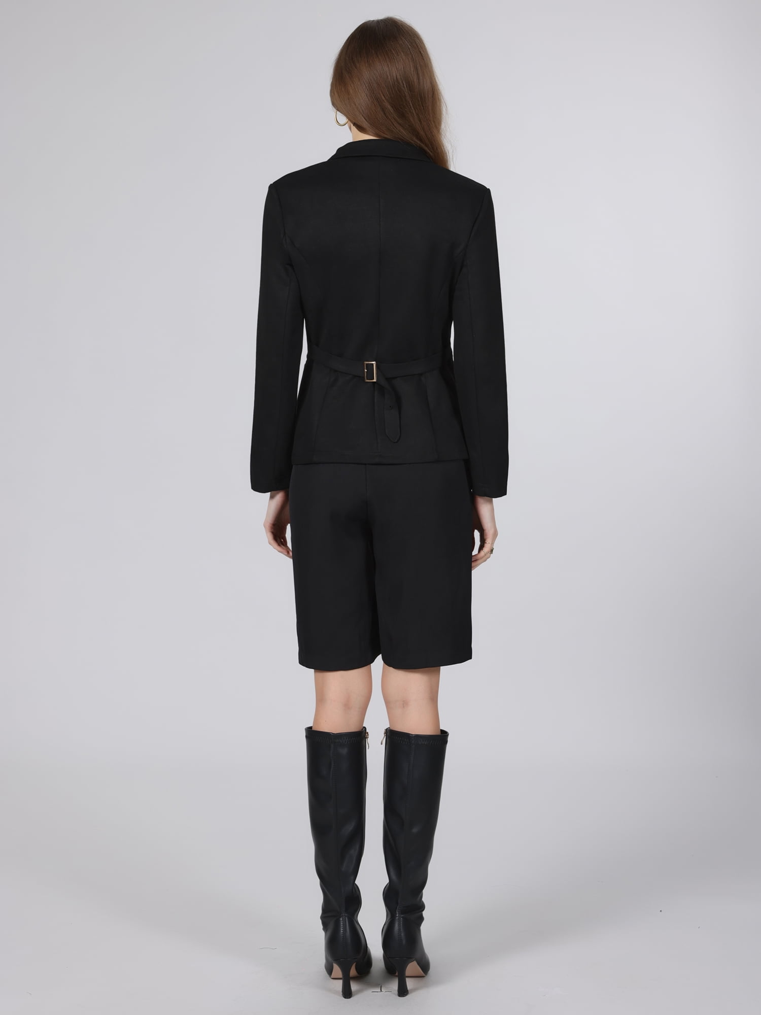 DARING DIVA Women's Faux Suede Blazer Lapel Collar Long Sleeve Jacket 2XL Black