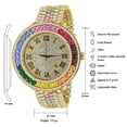 thumbnail image 2 of Rainbow Multi Tone Roman Numeral Dial Big Face Simulated Diamond Gold Finish Mens Jo Rodeo Adjustable Size Band Custom Watch, 2 of 7